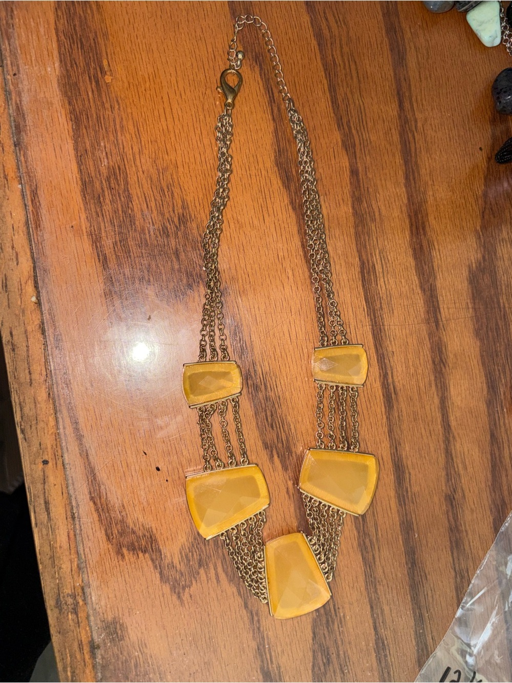 Gold-Tone Yellow Statement Necklace - Women Jewelry 10 inches